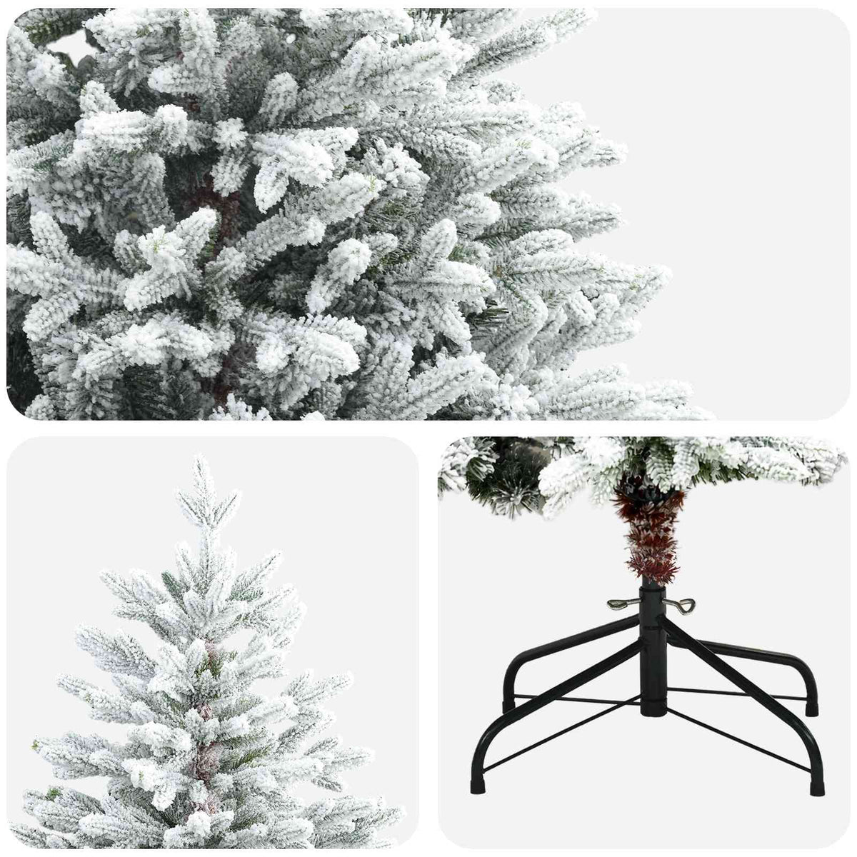 vidaXL Artificial Hinged Christmas Tree 210 cm PVC and Metal 4