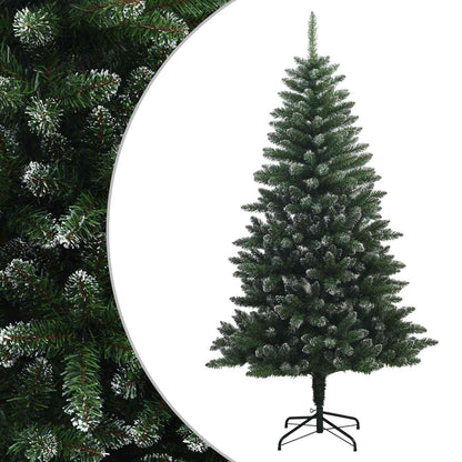 vidaXL Artificial Hinged Christmas Tree 210 cm PVC and Metal Frosted 2