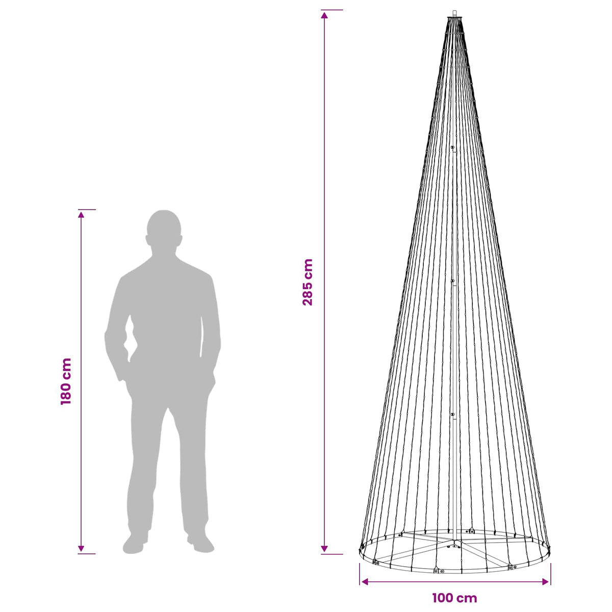 LED Christmas Tree EKENAS 270 LEDs Warm White Steel 285 cm