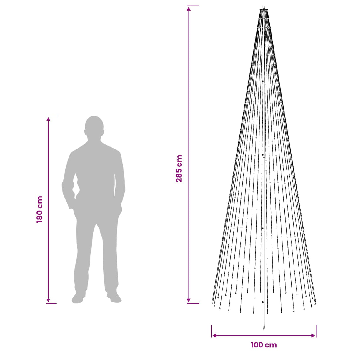 LED Christmas Tree EKENAS 270 LEDs Warm White Steel 285 cm