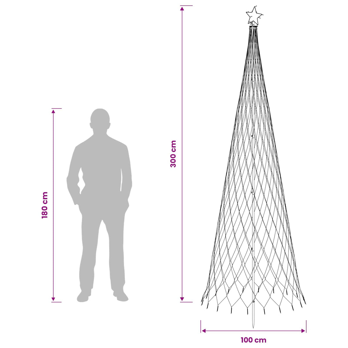 LED Christmas Tree EKENAS 230 LEDs Steel Warm white 300 cm