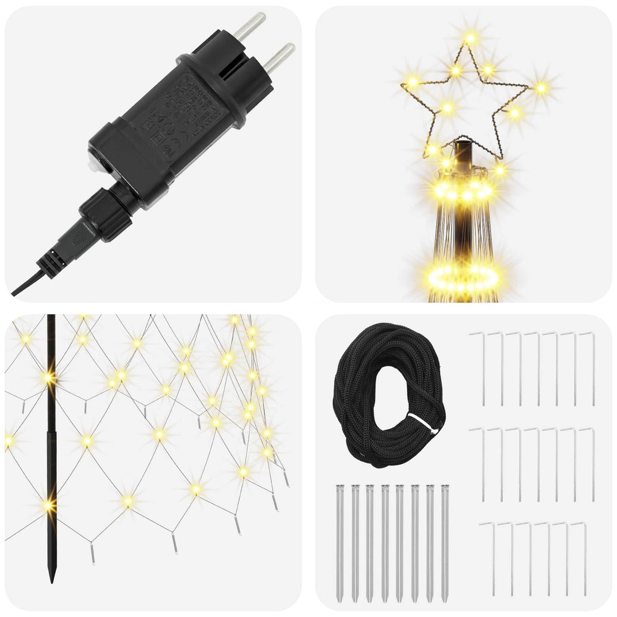 vidaXL LED Christmas Tree EKENAS 400 cm 450 LEDs Warm White Steel 4