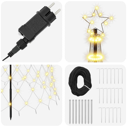 vidaXL LED Christmas Tree EKENAS 400 cm 450 LEDs Warm White Steel 4