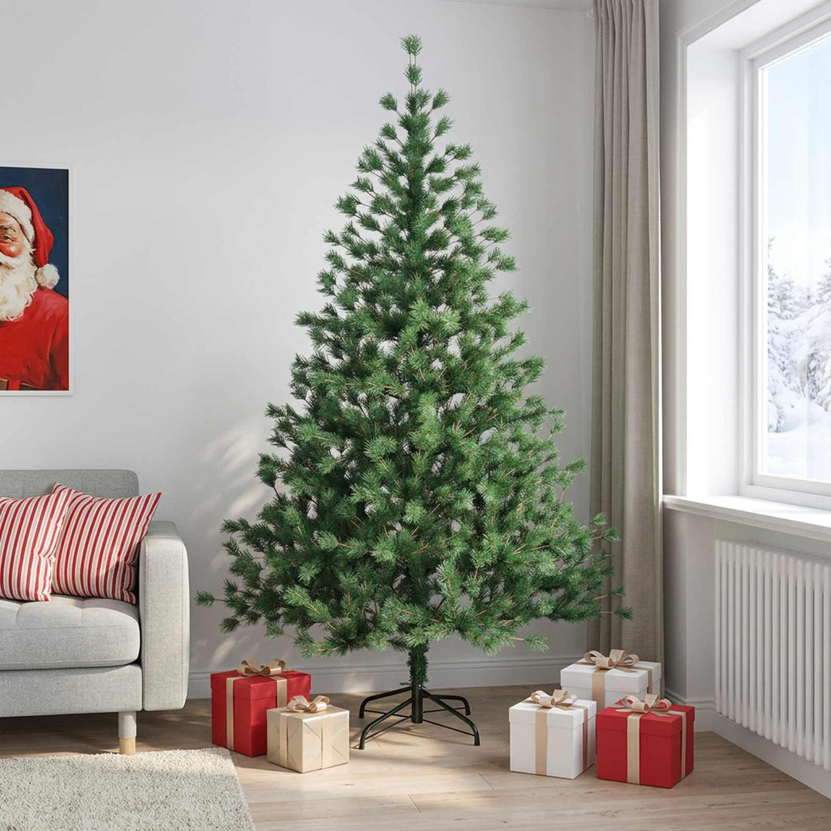 Artificial Christmas Tree with Bauble 300 LEDs Height 210 cm without LED