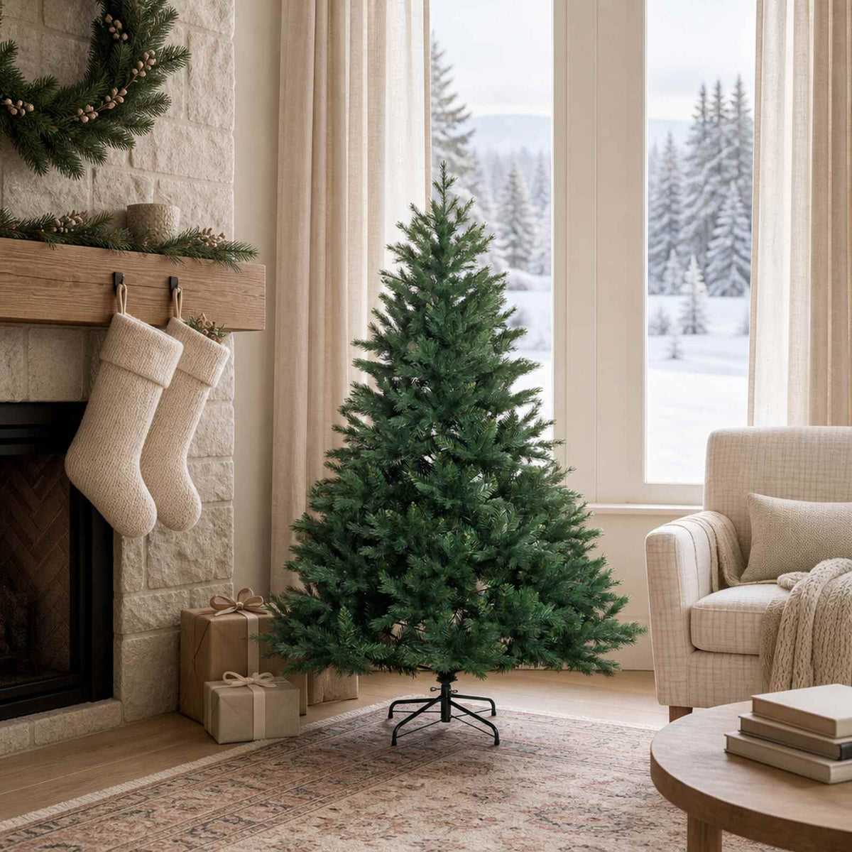 Artificial Christmas Tree with Bauble 150 LEDs Green Height 120 cm without LED