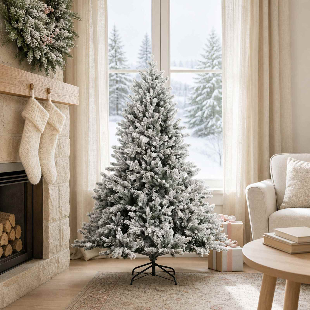 Artificial Christmas Tree with Bauble 150 LEDs Green and White without LED
