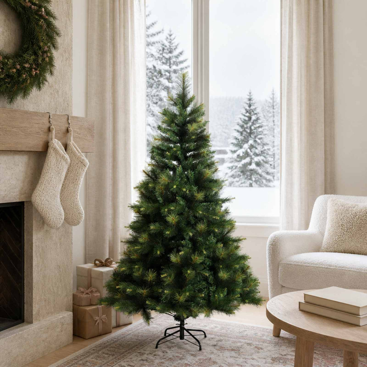 Artificial Christmas Tree with Bauble 150 LEDs Green Height 120 cm without LED