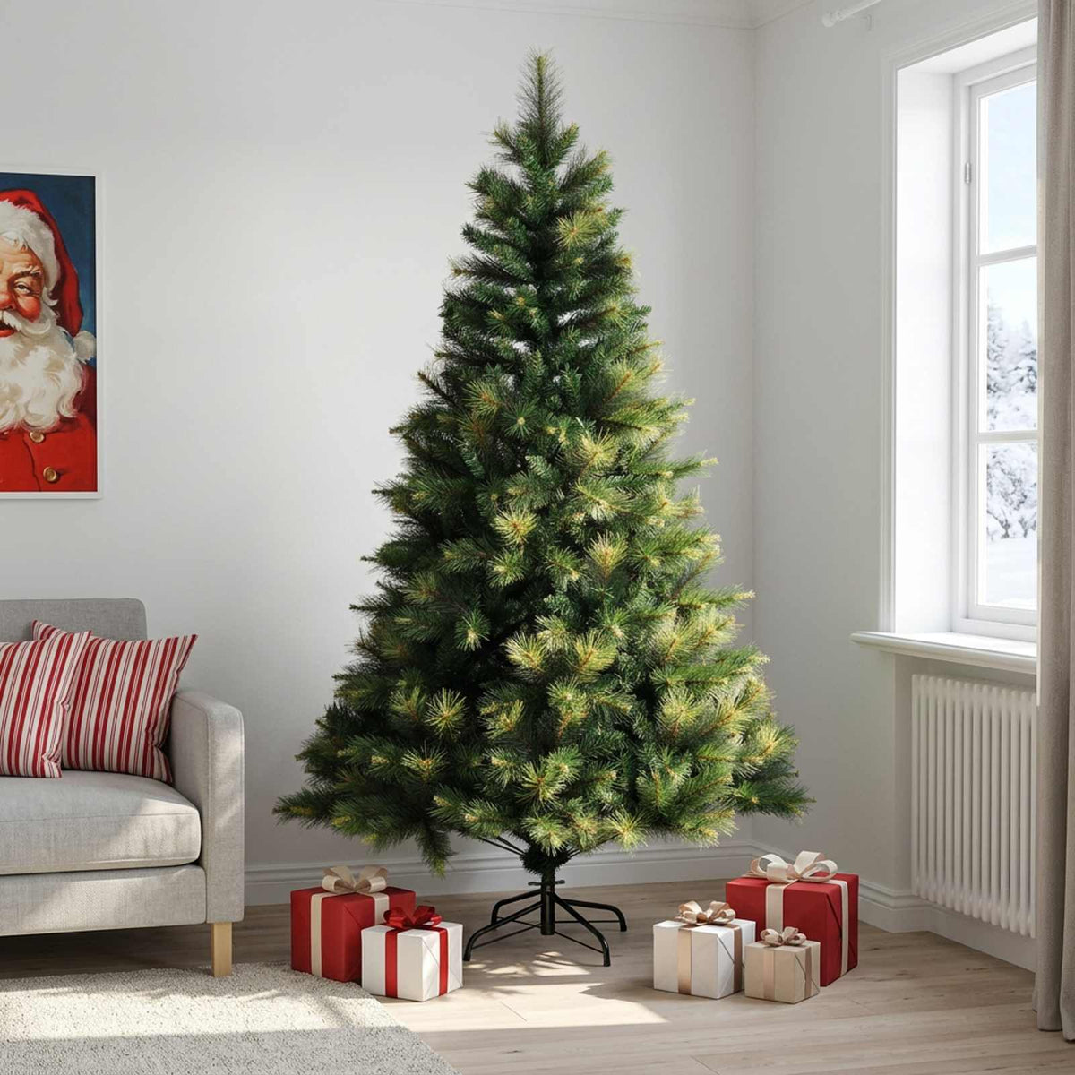 Artificial Christmas Tree with Bauble 300 LEDs Green Height 240 cm without LED