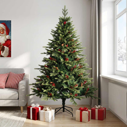 Artificial Christmas Tree with Bauble 300 LEDs Green 210 cm without LED