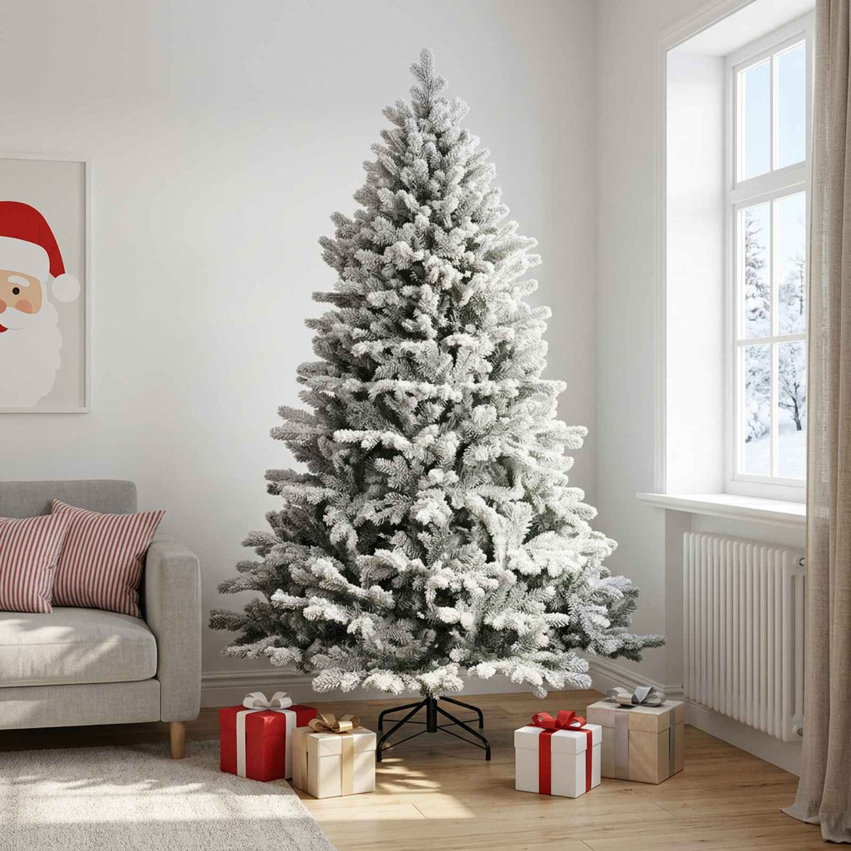 Artificial Christmas Tree with Bauble 300 LEDs Green and white 240 cm without LED