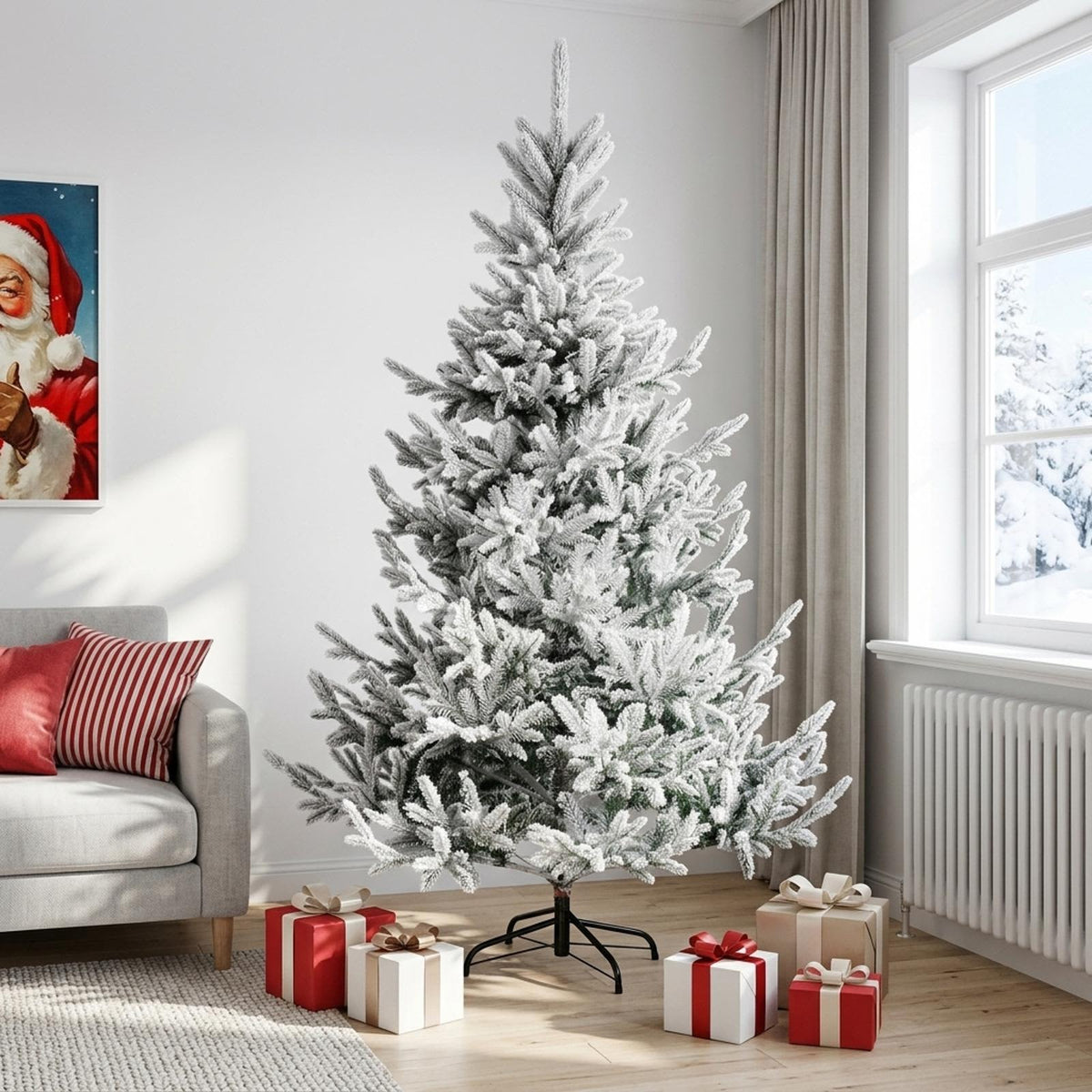 Artificial Christmas Tree with Bauble 300 LEDs Green and White 240 cm without LED