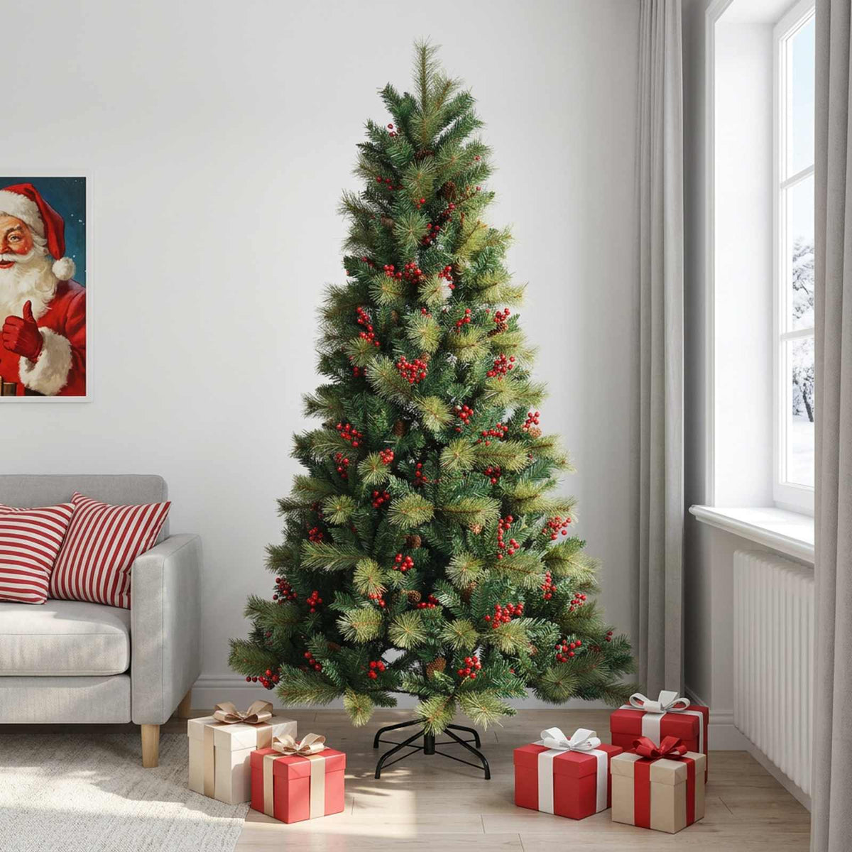 Artificial Christmas Tree with Bauble 300 LEDs 240 cm without LED