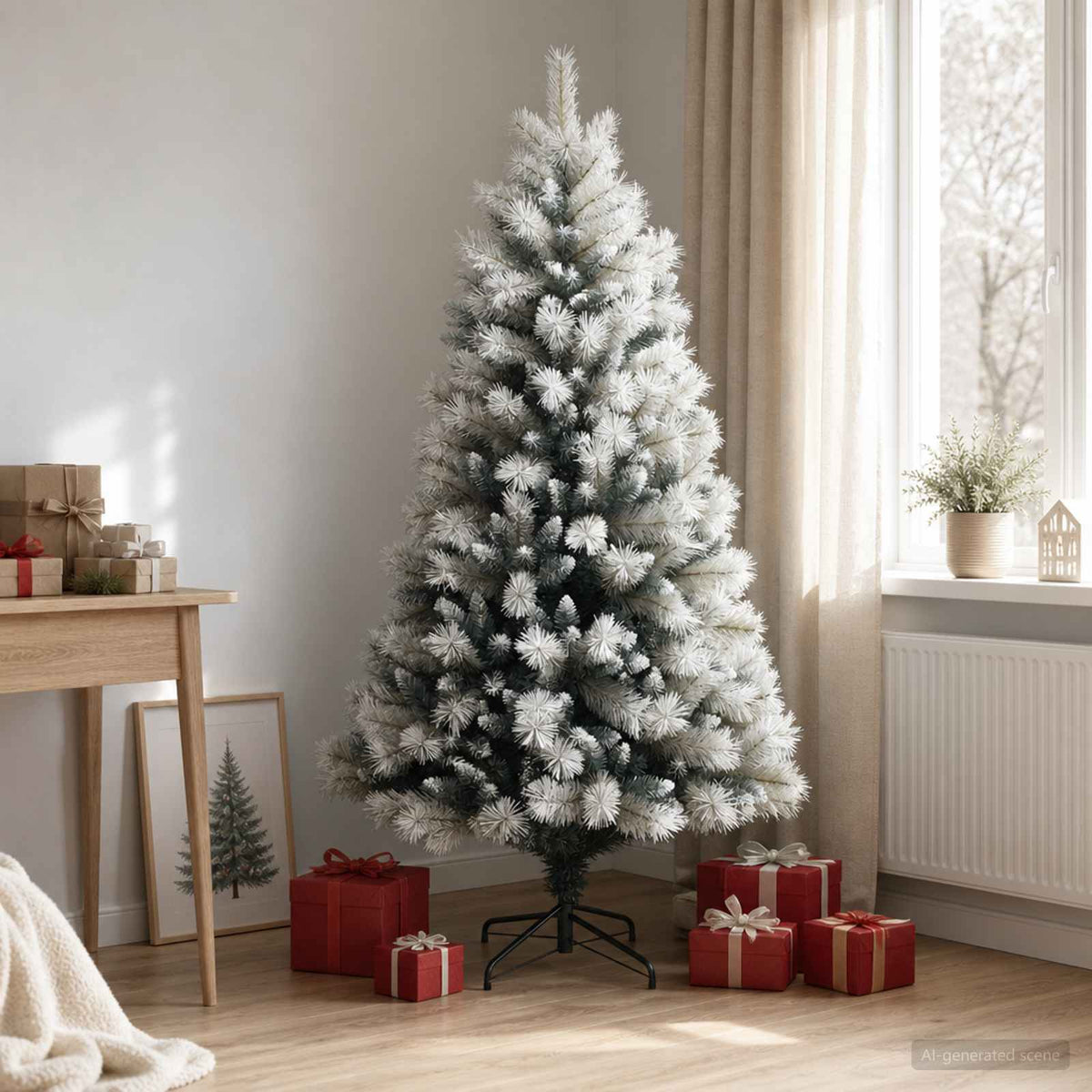 Artificial Hinged Christmas Tree with Baubles 150 LEDs 180 cm without LED