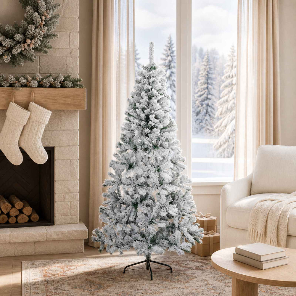 vidaXL Artificial Christmas Tree 150 cm PVC and Steel Green and White