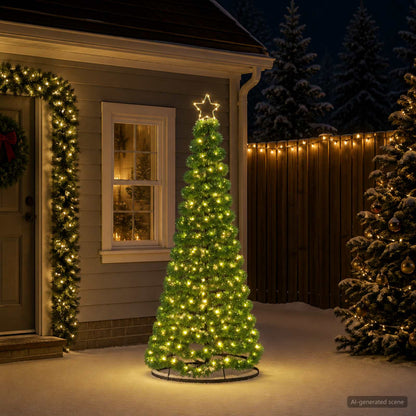 LED Tinsel Christmas Tree with Base EKENAS 220 LEDs 180 cm Warm white