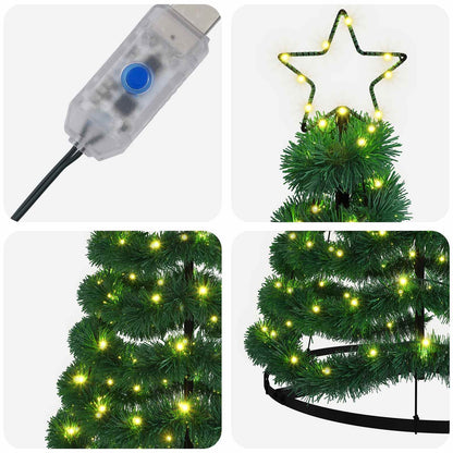 LED Tinsel Christmas Tree with Base EKENAS 220 LEDs 180 cm Warm white