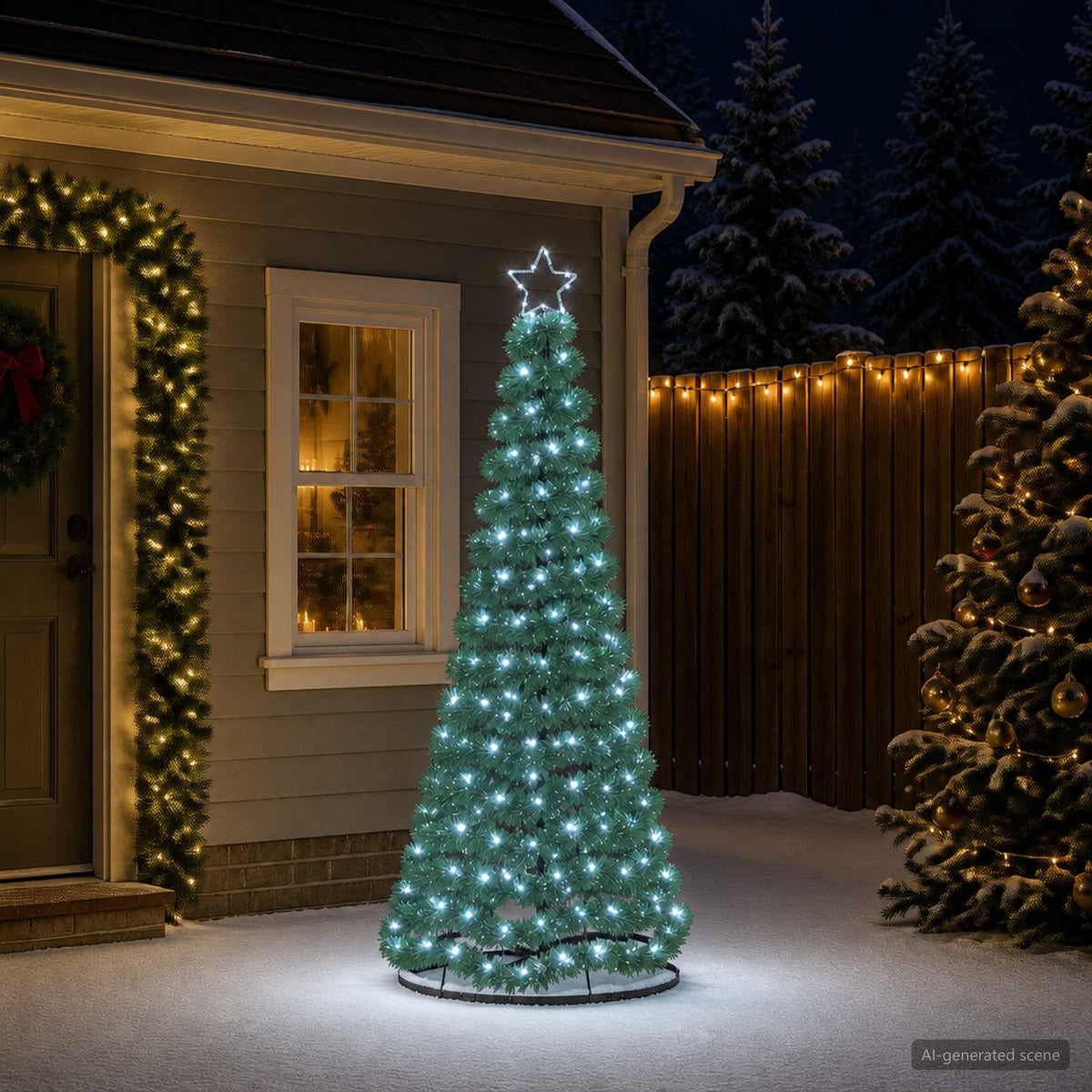 LED Tinsel Christmas Tree with Base EKENAS 220 LEDs 180 cm Cold white