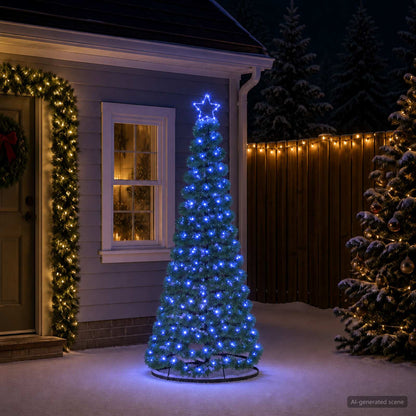 LED Tinsel Christmas Tree with Base EKENAS 220 LEDs 180 cm Blue