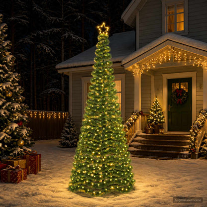LED Tinsel Christmas Tree with Base EKENAS 220 LEDs 250 cm Warm white