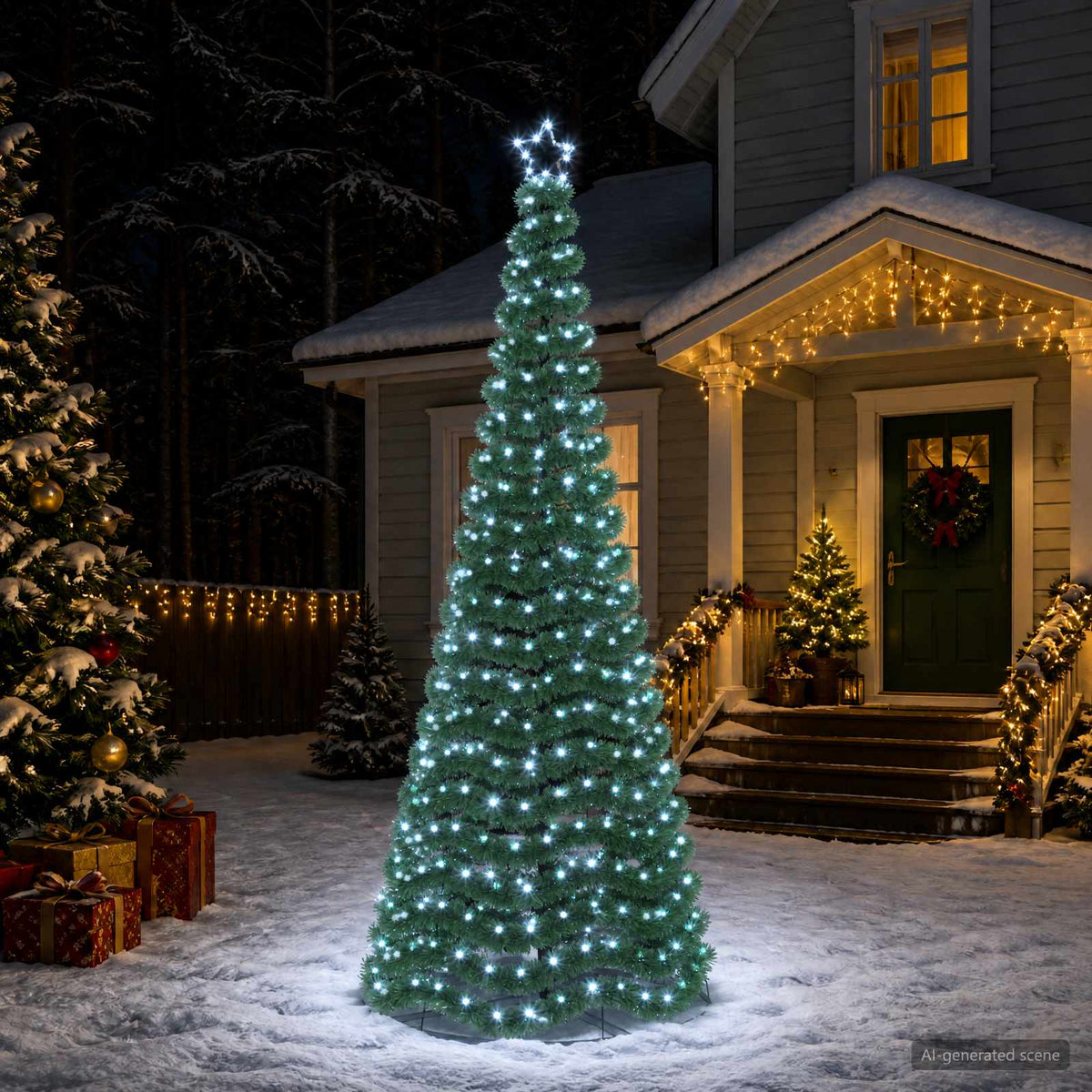 LED Tinsel Christmas Tree with Base EKENAS 220 LEDs 250 cm Cold white