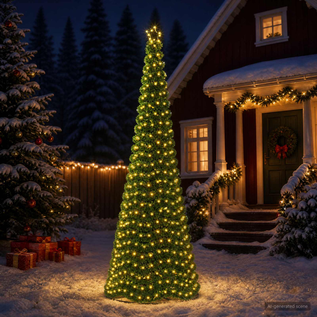 LED Tinsel Christmas Tree with Base EKENAS 220 LEDs 300 cm Warm white