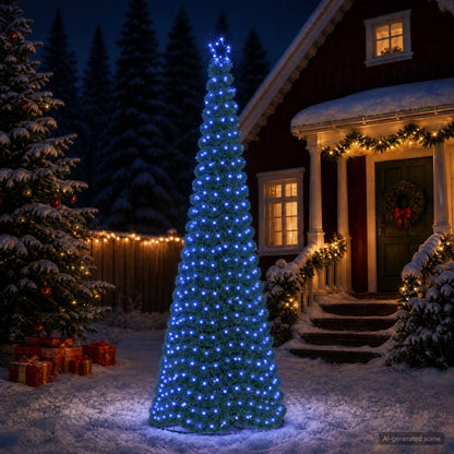 LED Tinsel Christmas Tree with Base EKENAS 220 LEDs 300 cm Blue
