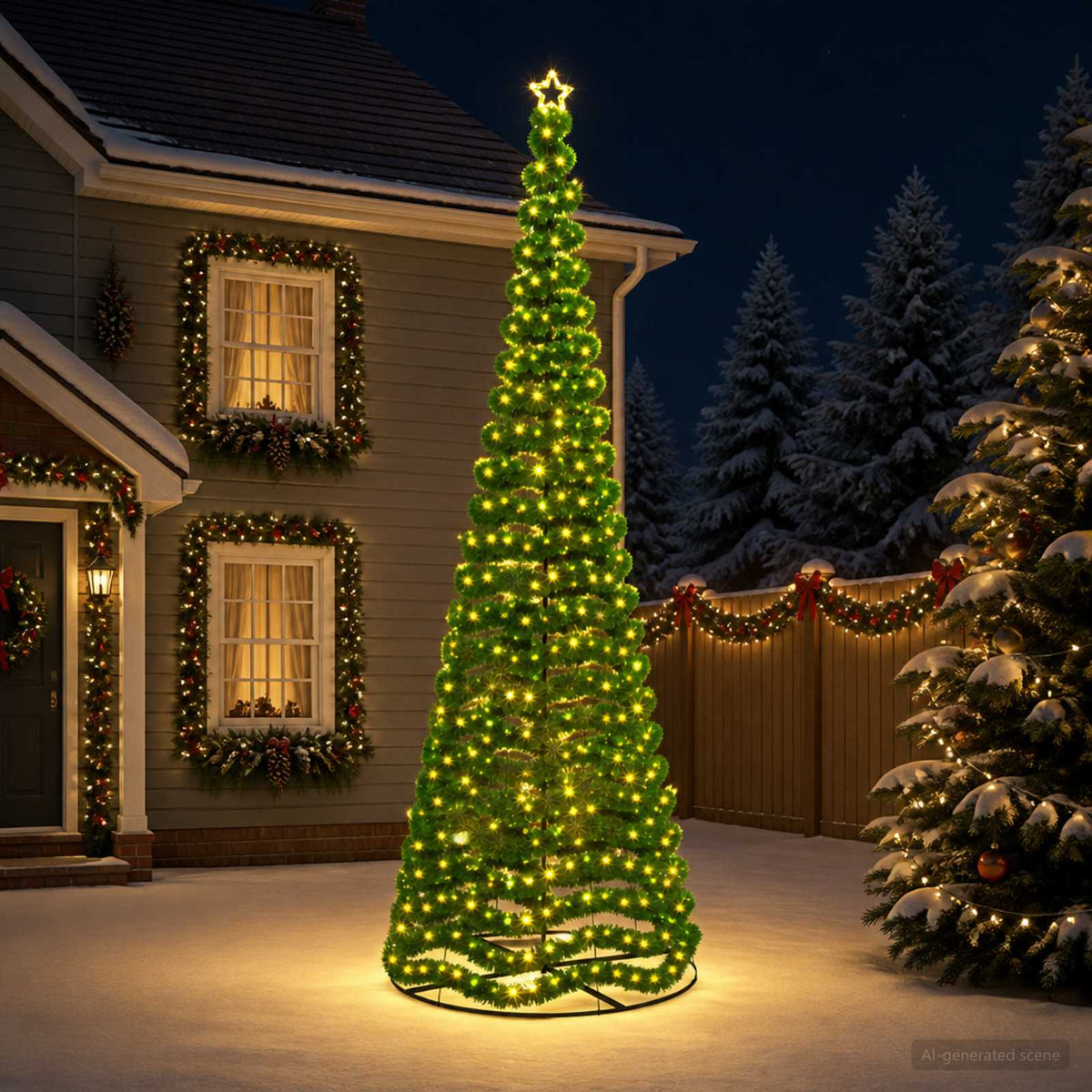LED Tinsel Christmas Tree with Base EKENAS 220 LEDs 400 cm Warm white