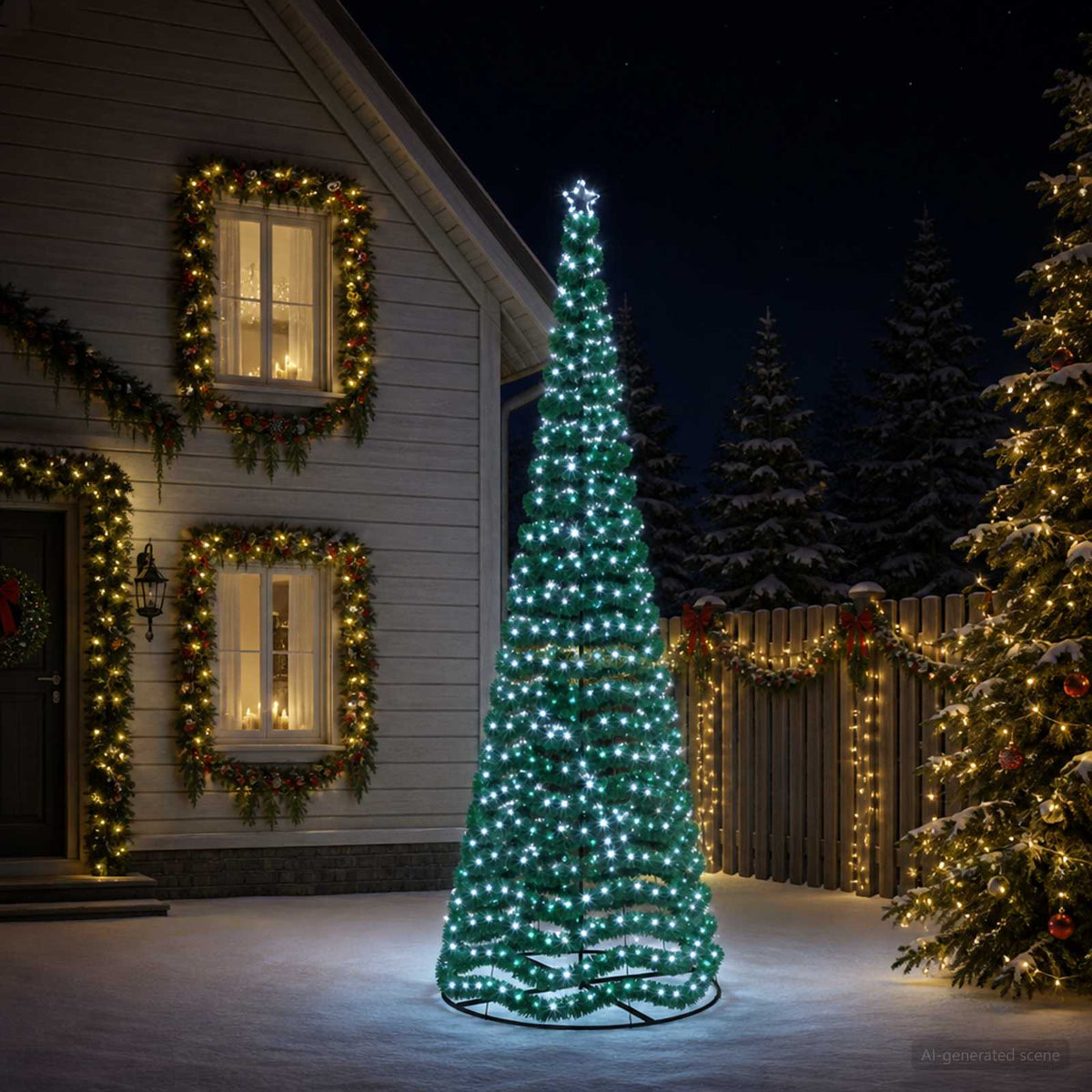 LED Tinsel Christmas Tree with Base EKENAS 220 LEDs 400 cm Cold white