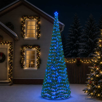 LED Tinsel Christmas Tree with Base EKENAS 220 LEDs 400 cm Blue