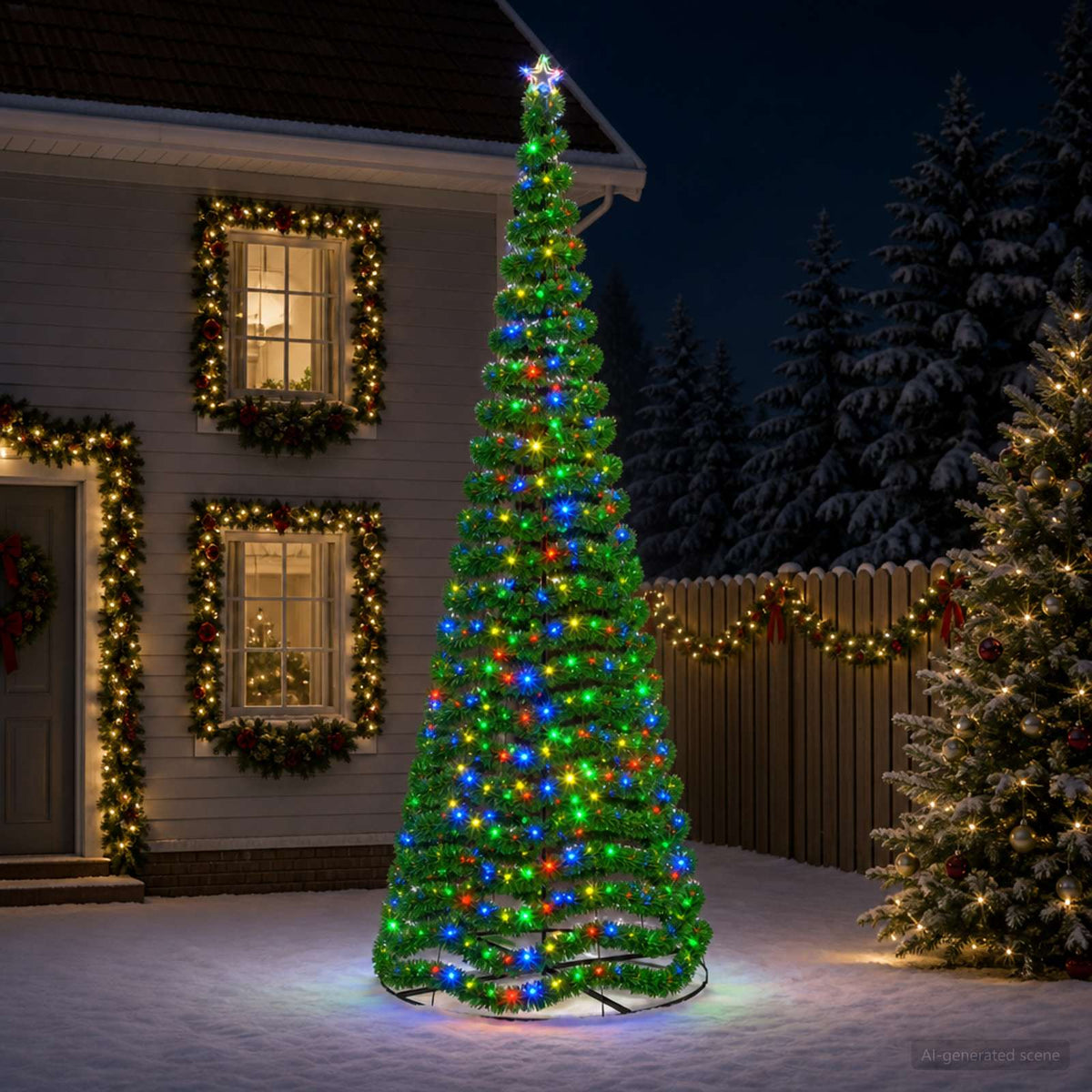 LED Tinsel Christmas Tree with Base EKENAS 220 LEDs 400 cm Multicolour