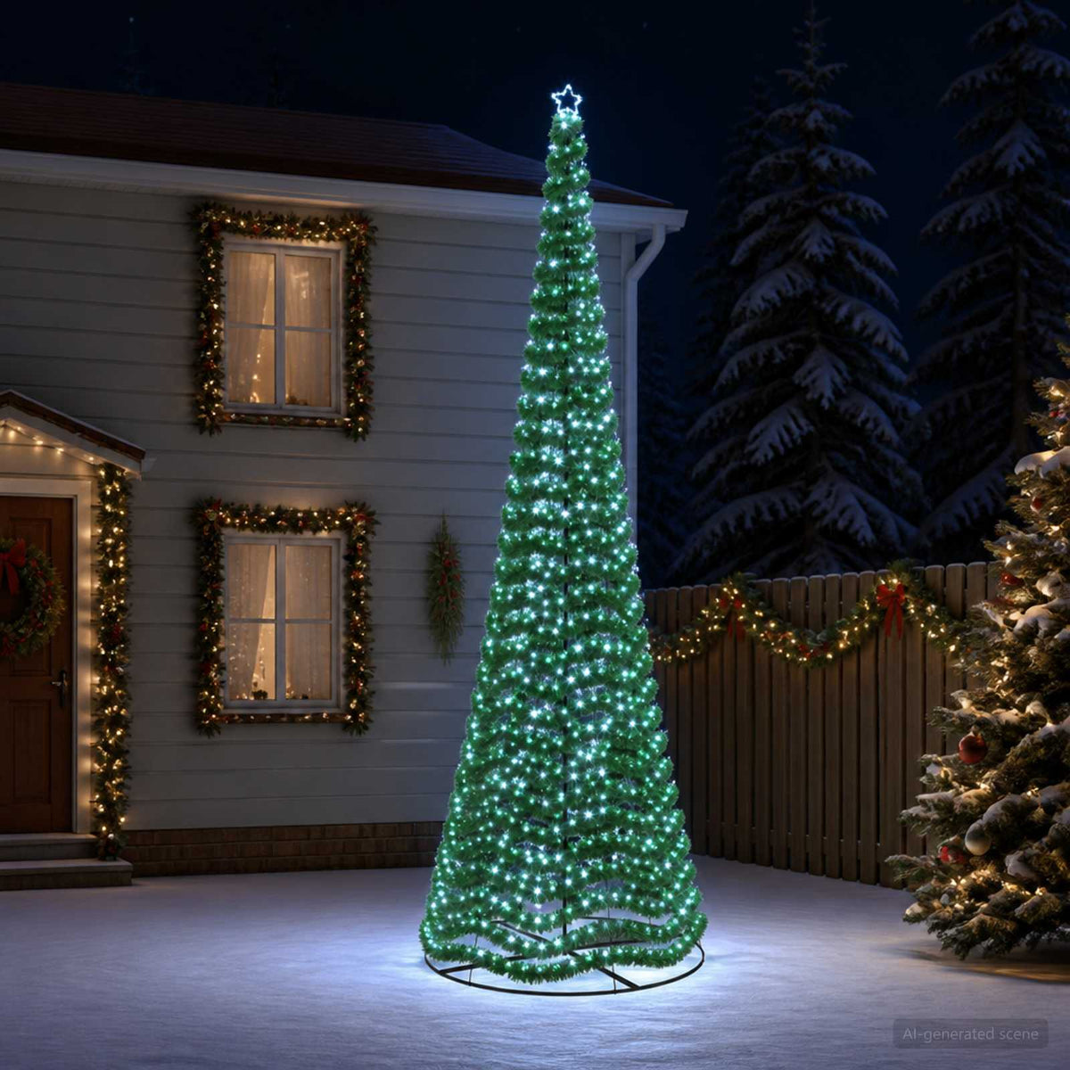 LED Tinsel Christmas Tree with Base EKENAS 220 LEDs 500 cm Cold white