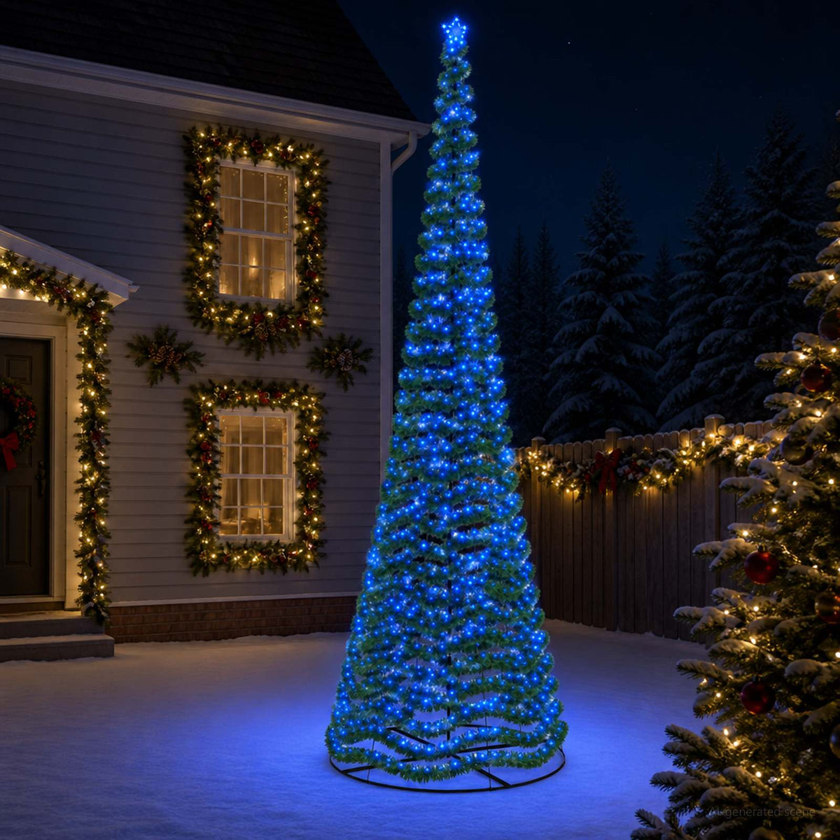 LED Tinsel Christmas Tree with Base EKENAS 220 LEDs 500 cm Blue