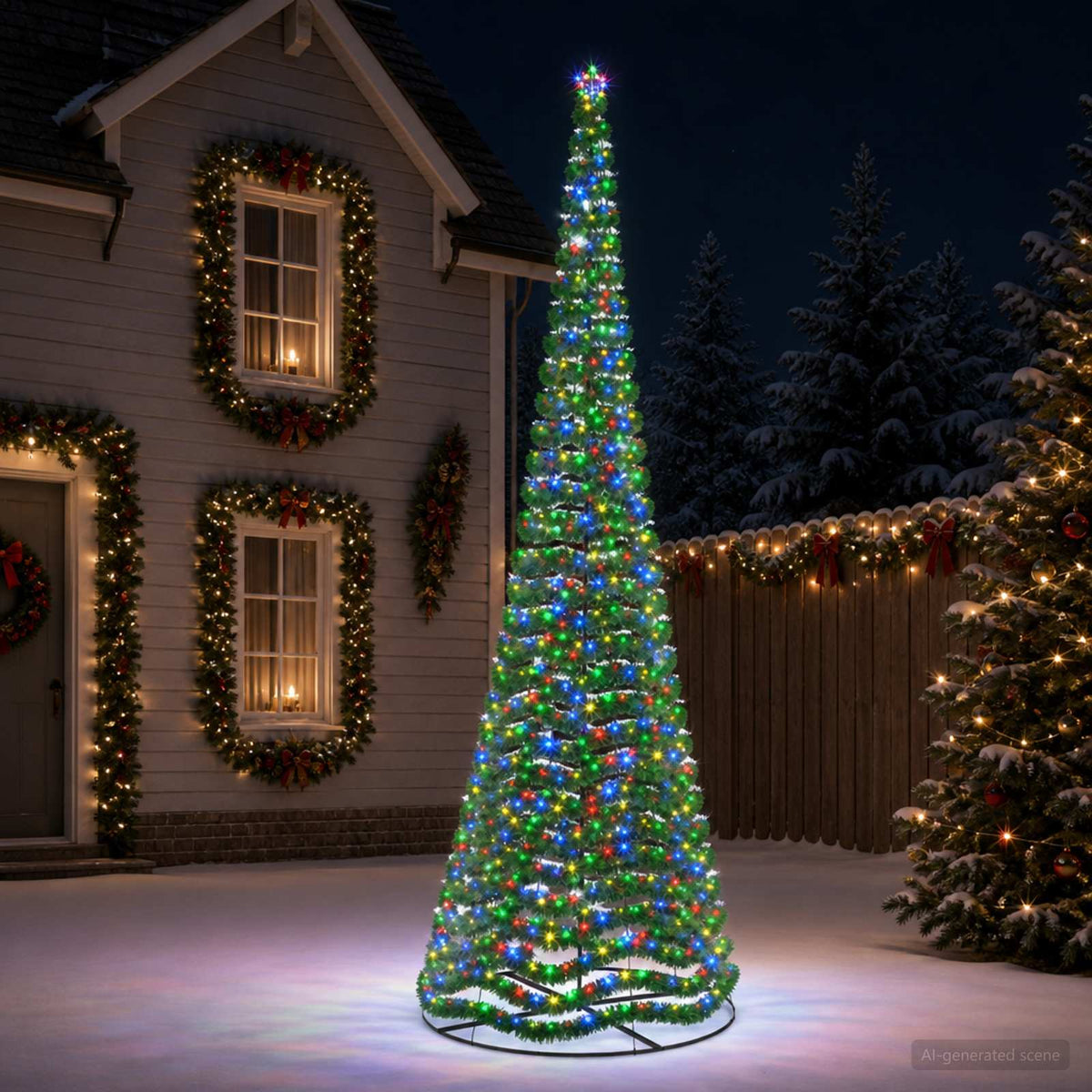 LED Tinsel Christmas Tree with Base EKENAS 220 LEDs 500 cm Multicolour