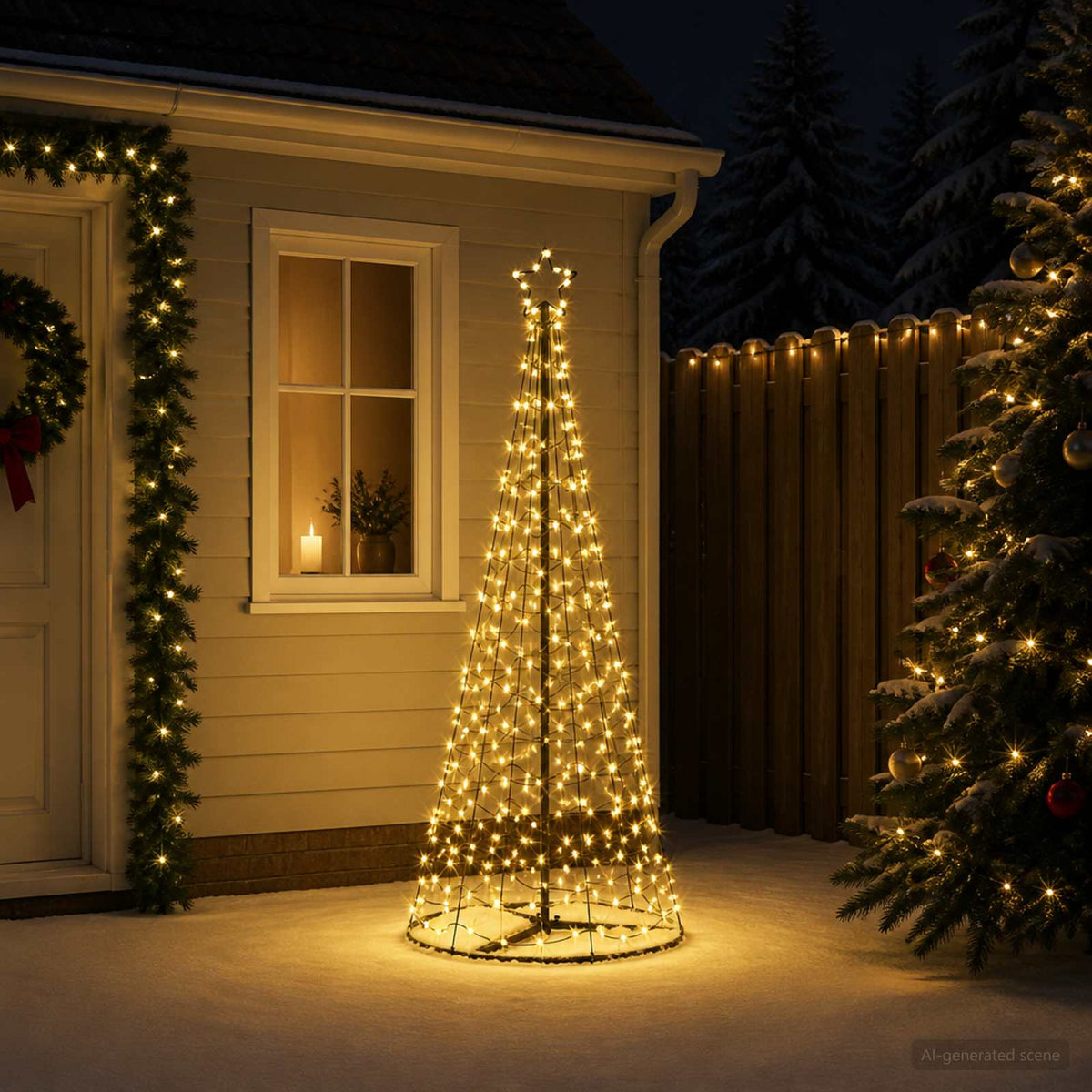 LED Spiral Christmas Tree with Base EKENAS 220 LEDs 180 cm Warm white