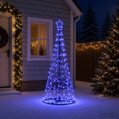 LED Spiral Christmas Tree with Base EKENAS 220 LEDs 180 cm Blue