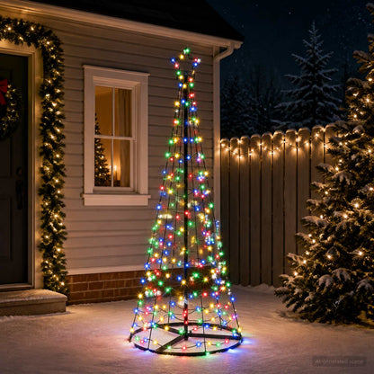 LED Spiral Christmas Tree with Base EKENAS 220 LEDs 180 cm Multicolour