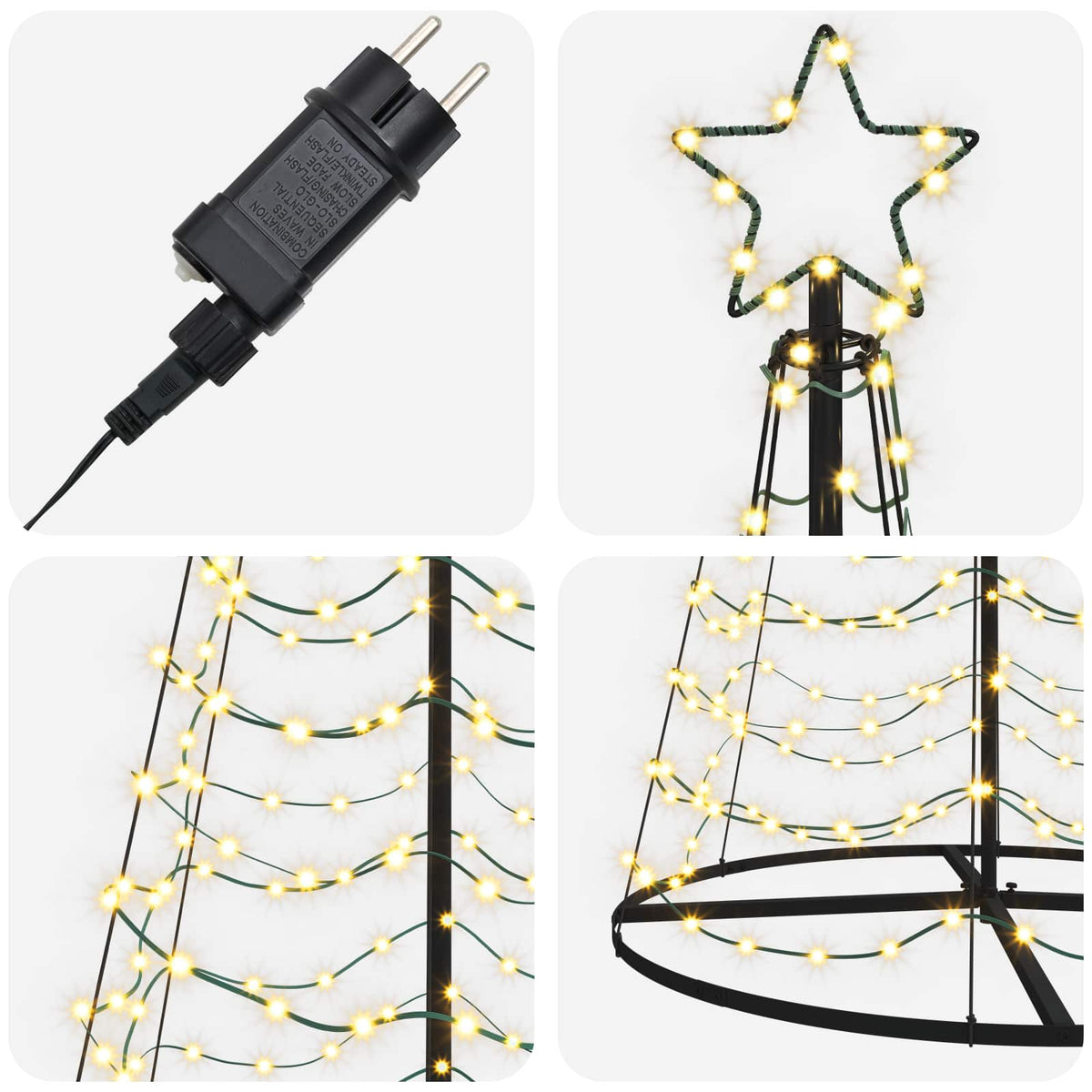 LED Spiral Christmas Tree with Base EKENAS 220 LEDs 250 cm Warm white