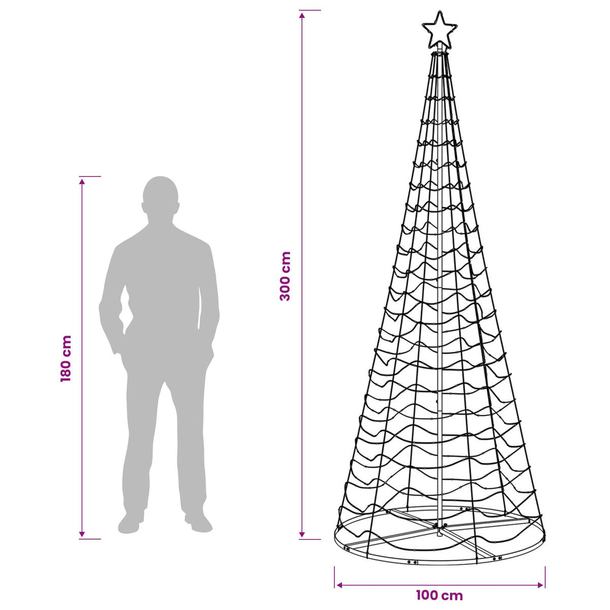 LED Spiral Christmas Tree with Base EKENAS 220 LEDs 250 cm Warm white