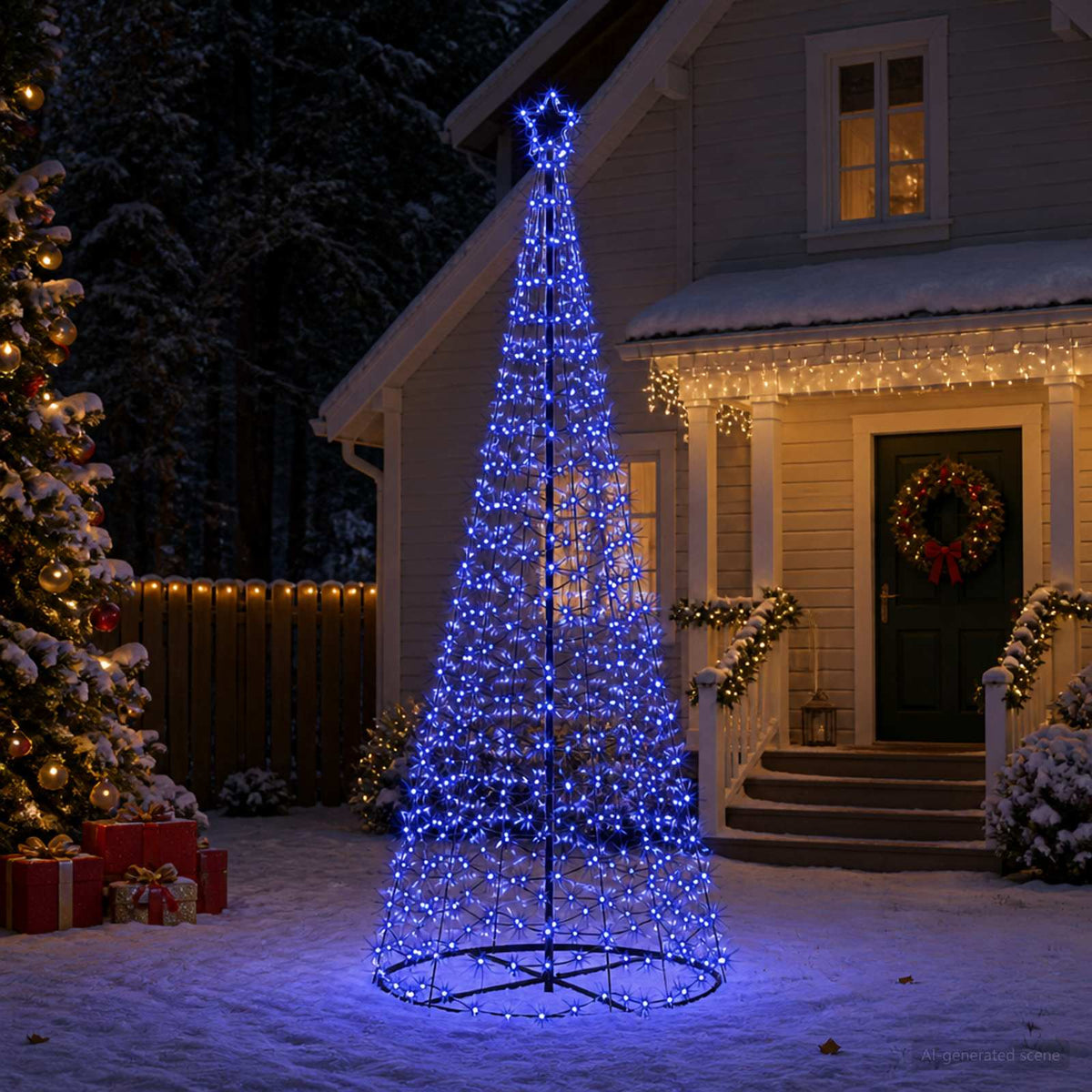 LED Spiral Christmas Tree with Base EKENAS 220 LEDs 250 cm Blue
