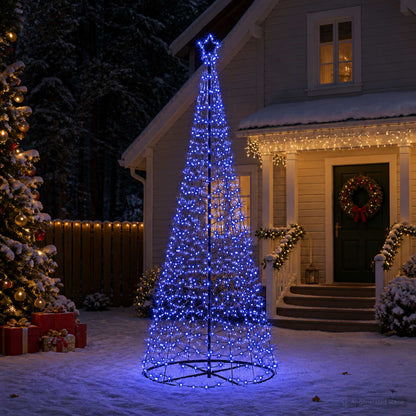 LED Spiral Christmas Tree with Base EKENAS 220 LEDs 250 cm Blue