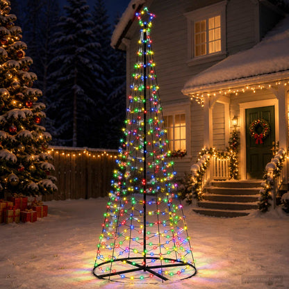 LED Spiral Christmas Tree with Base EKENAS 220 LEDs 250 cm Multicolour