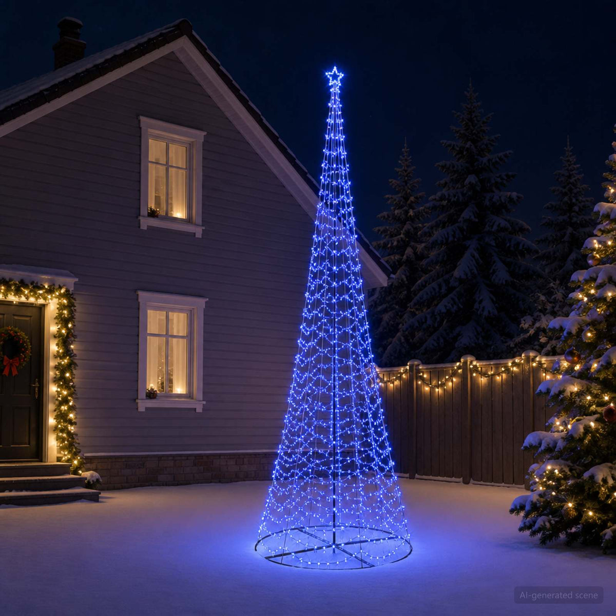 LED Spiral Christmas Tree with Base EKENAS 220 LEDs 500 cm Blue