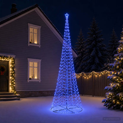 LED Spiral Christmas Tree with Base EKENAS 220 LEDs 500 cm Blue