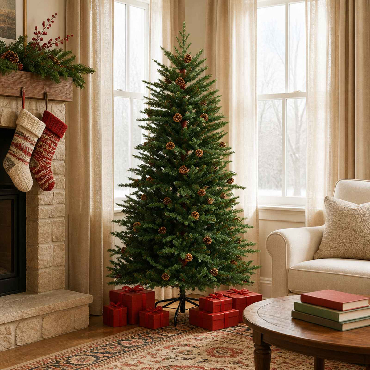 Artificial Hinged Christmas Tree 150 LEDs Warm White Green 120 cm without LED