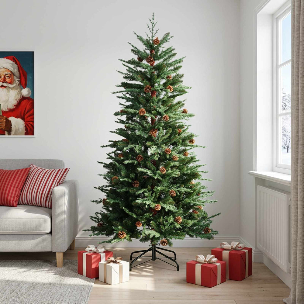 vidaXL Artificial Hinged Christmas Tree 240 cm steel Green