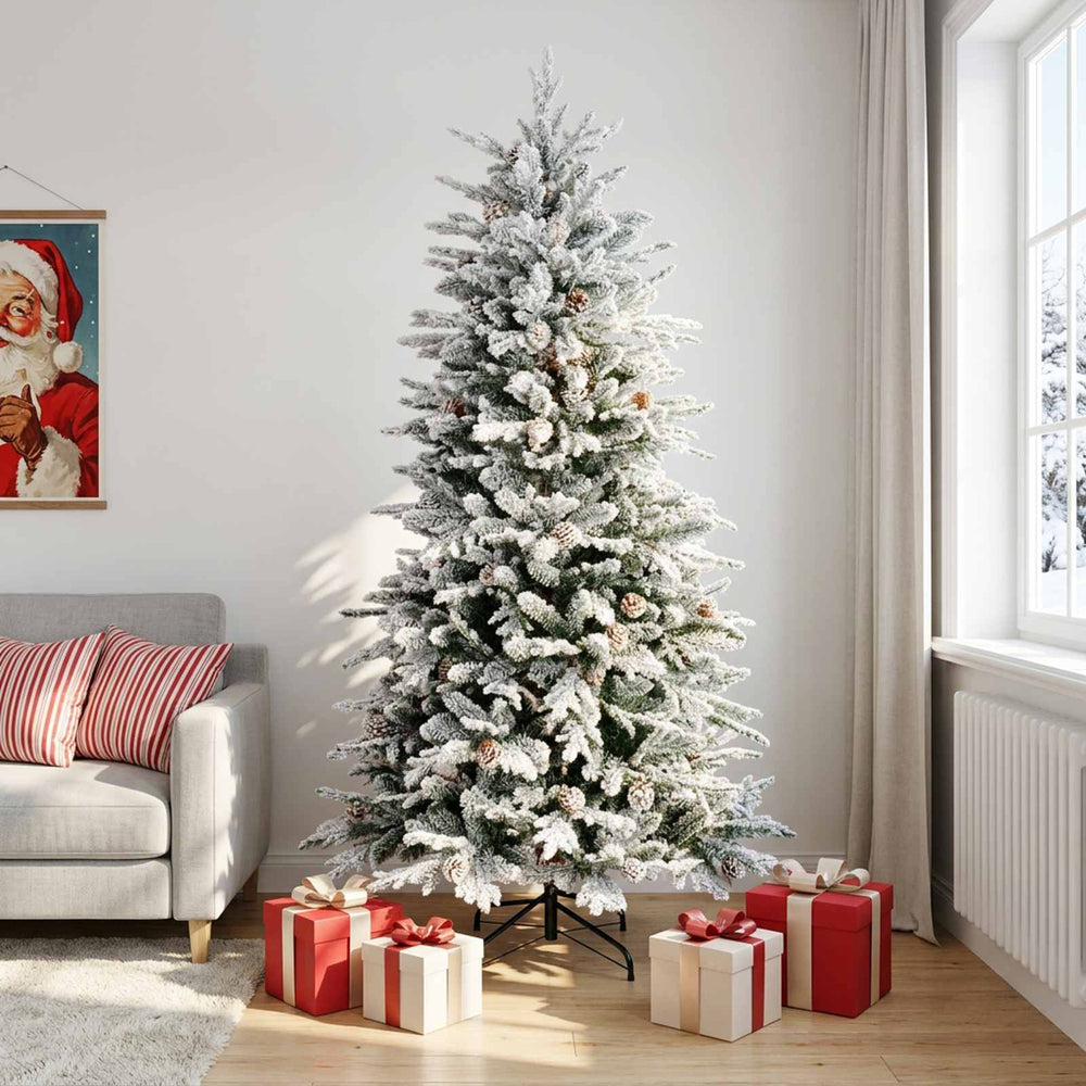 vidaXL Artificial Hinged Christmas Tree 240 cm steel Green and White