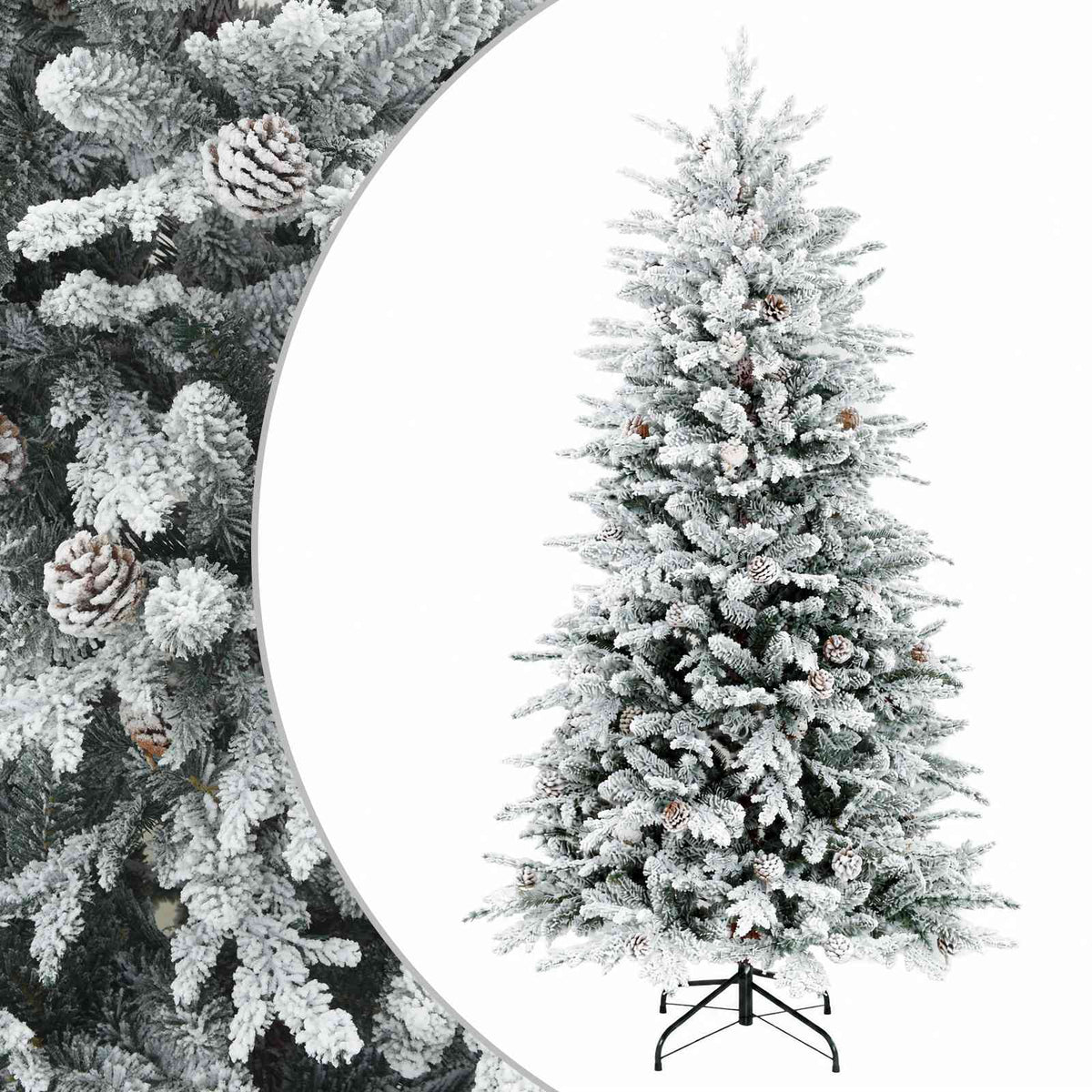 vidaXL Artificial Hinged Christmas Tree 240 cm steel Green and White 2