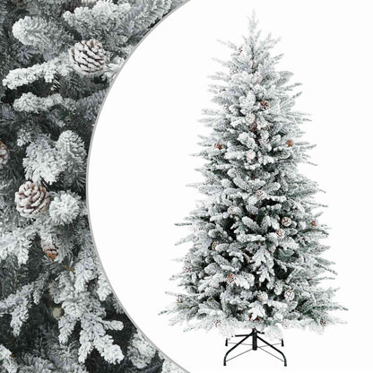 vidaXL Artificial Hinged Christmas Tree 240 cm steel Green and White 2