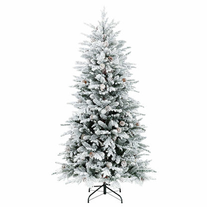 vidaXL Artificial Hinged Christmas Tree 240 cm steel Green and White 3