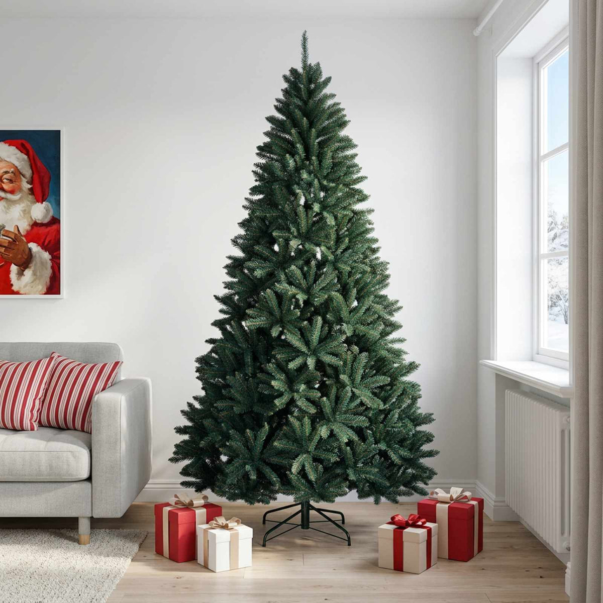 Artificial Christmas Tree with Bauble 210 cm Dark Green Ø 106 x 210 cm without LED